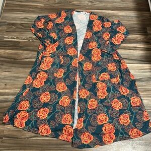 Lularoe Sarah rose print cardigan duster size large NWOT